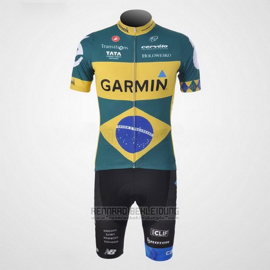 2011 Fahrradbekleidung Garmin Champion Brasilien Trikot Kurzarm und Tragerhose